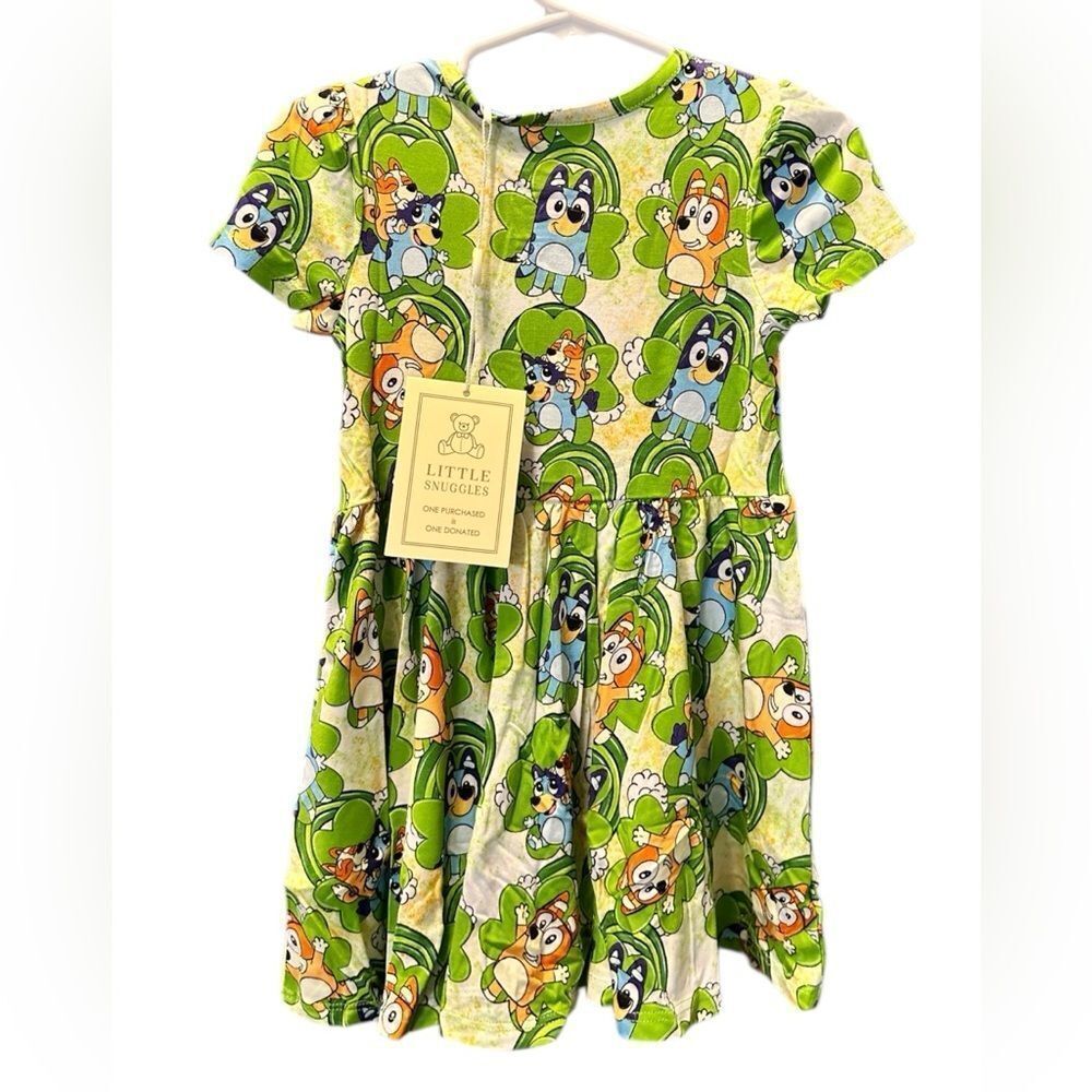 NWT Little Snuggles Toddler Girls Bamboo Green Twirl Dress Bluey Print - Size 2T - Picture 5 of 6